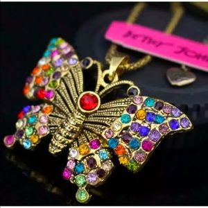 New BetseyJohnson Enamel Crystal Pendant Necklace